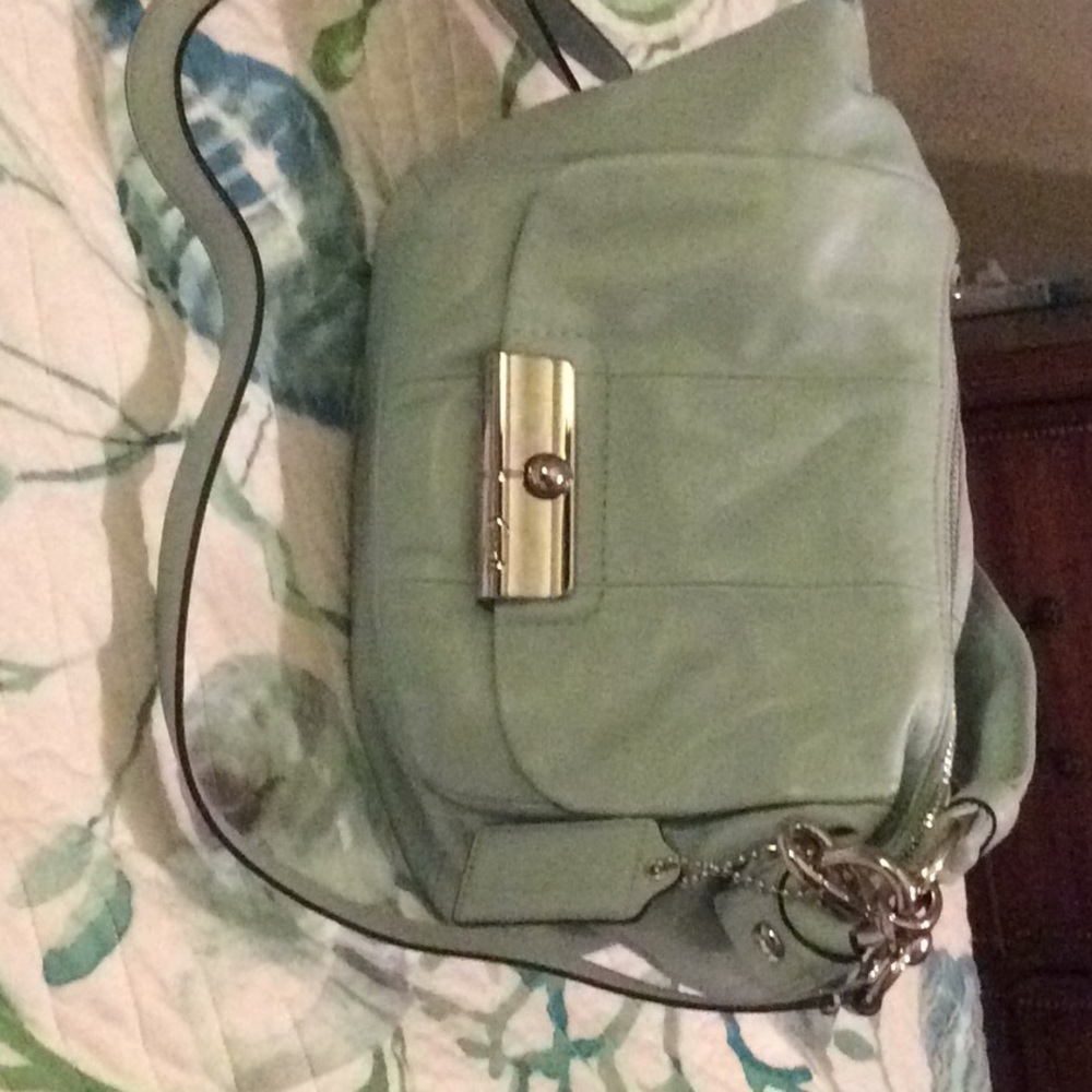 Coach light blue leather purse NWT